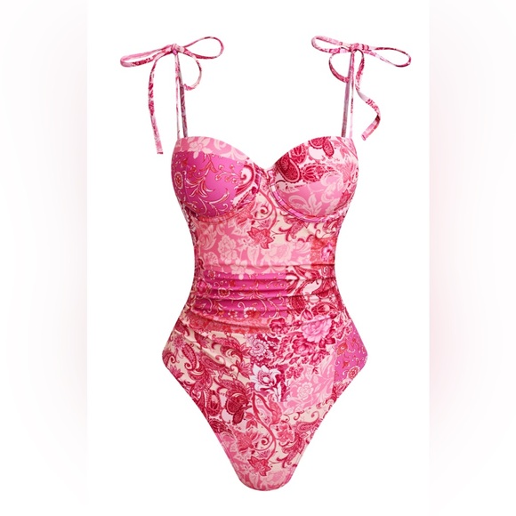 Cupshe x JJD Island Fresco Paisley One-Piece Swimsuit Large L NEW - Picture 2 of 15